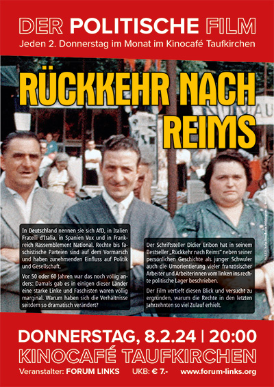 Filmplakat "Rückkehr nach Reims", 8.2.24 im Kinocafé Taufkirchen